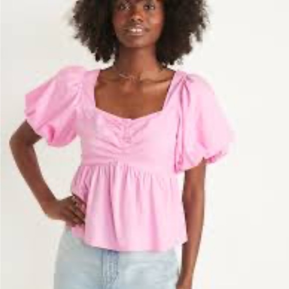 Old Navy BNWT size XL - pink puff sleeve shirt - Picture 4 of 5